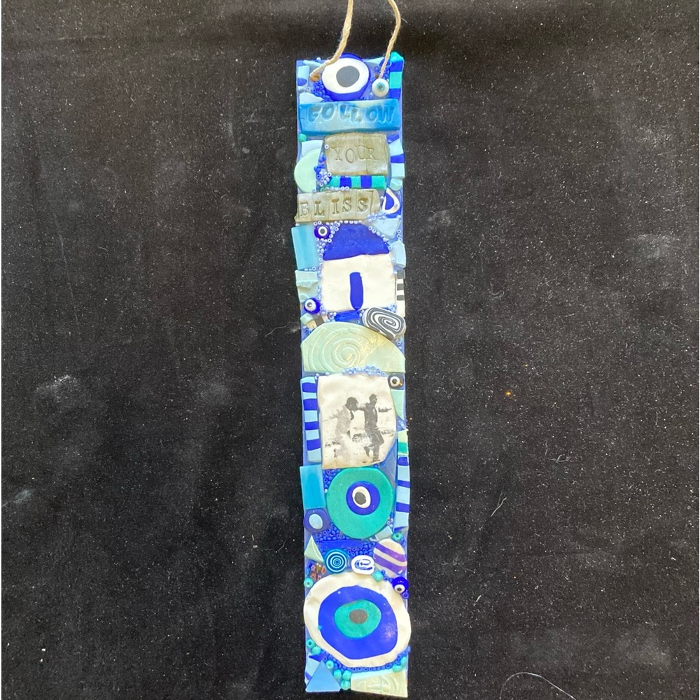 Handmade Polymer Clay Mosaic Art Follow Your Bliss “Original On Wood  12”x 2”